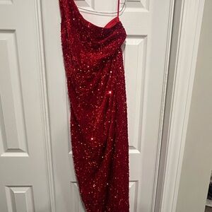 Elegant Red One Shoulder‎ Dress